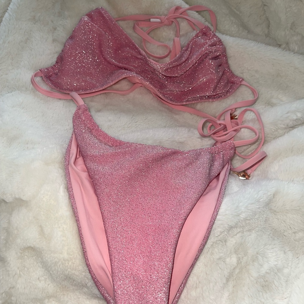 Blackbough swim pink shimmer set dixie top penny bottoms
